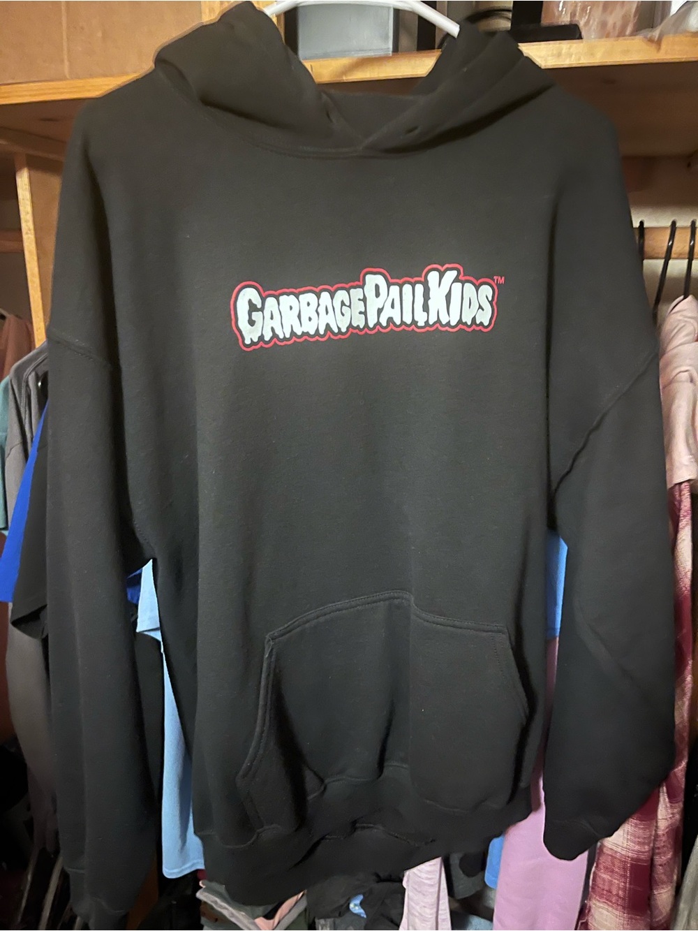 riot society Black Hoodie with Red & White Garbage Pail Kids Logo